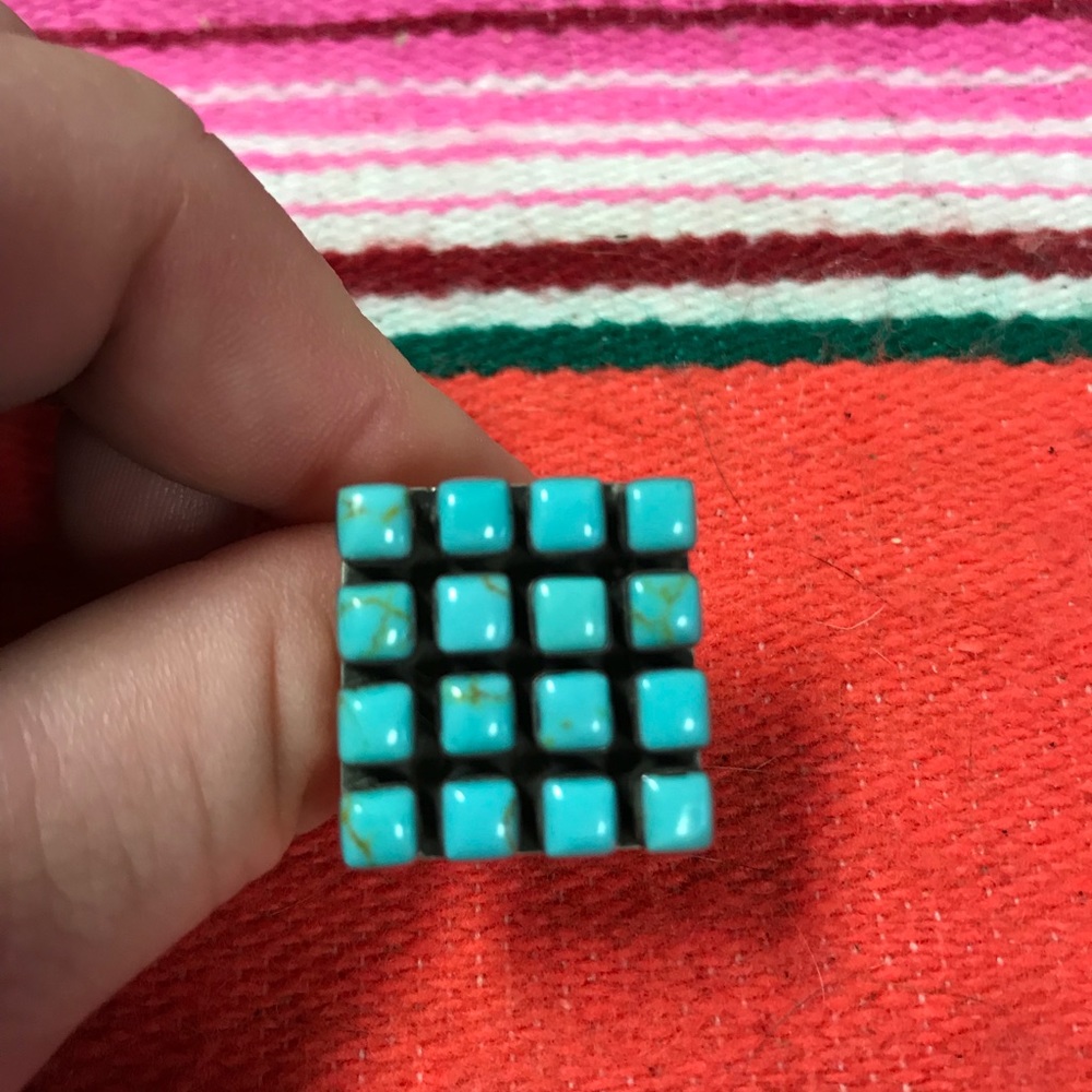 Unique sterling silver turquoise ring